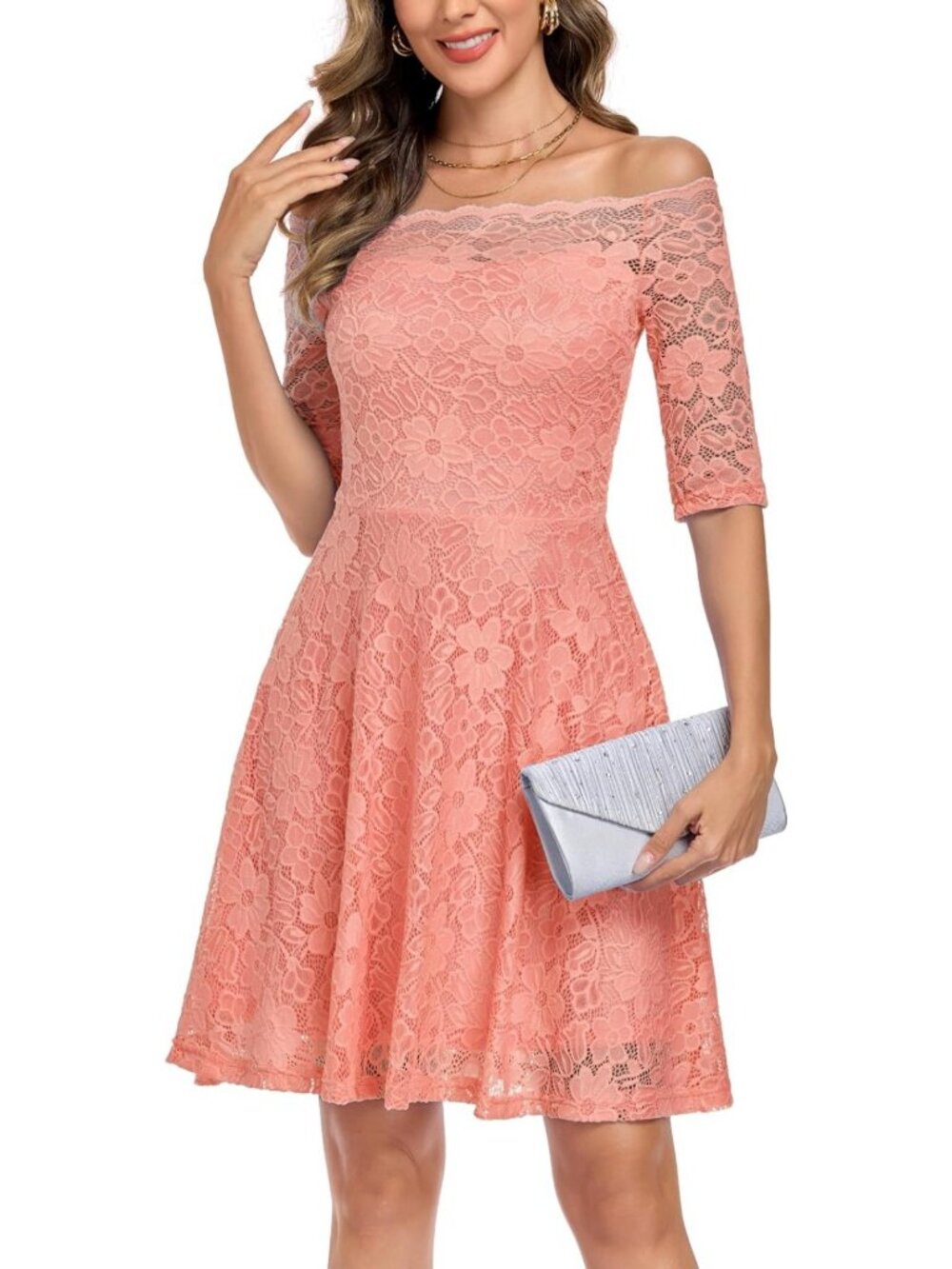 Lace Off Shoulder A-Line Mini Swing Dress for Women - Perfect Summer Style